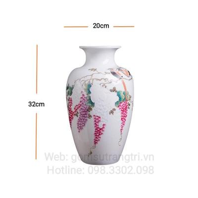 BÌNH VẼ TAY HỌA TIẾT CHIM – HOA TỬ ĐẰNG